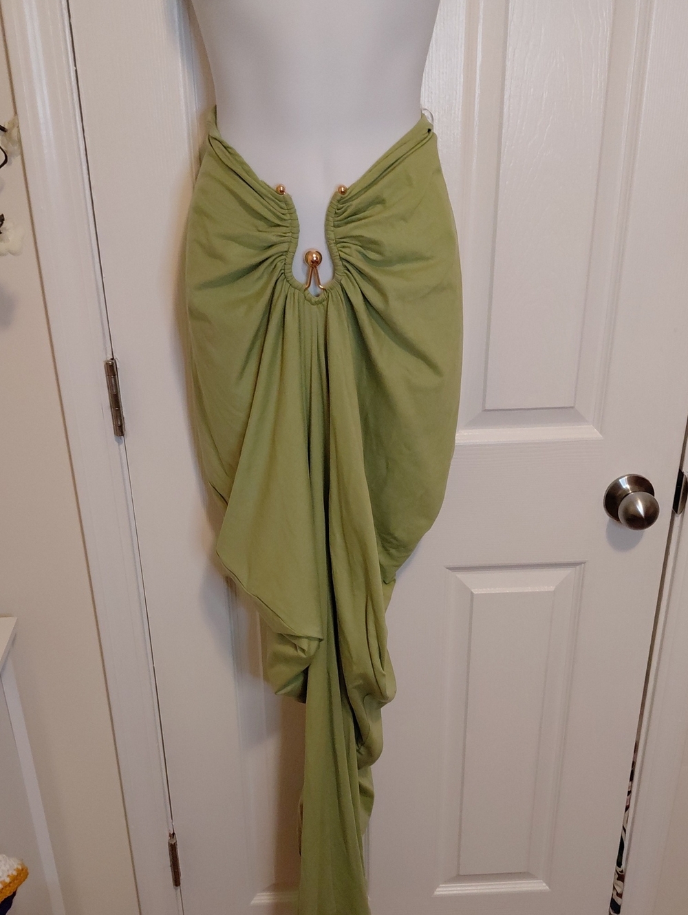 Draped Lime Green Maxi Skirt with Center Ring Detail